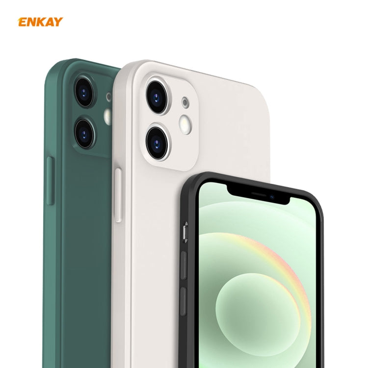 For iPhone 12 mini Hat-Prince ENKAY ENK-PC0672 Liquid Silicone Straight Edge Shockproof Case + 0.26mm 9H 2.5D Full Glue Tempered Glass Film, For iPhone 12 mini